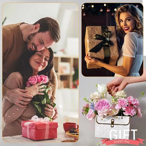 Flower Paper Gift Box with Metal Chain 6PCS Bouquet Storage Bucket Florist Bag with Handle Gift Case for Arrangements Wedding Gift Wrap Bags Pastel Gift Bags in Saudi Arabia