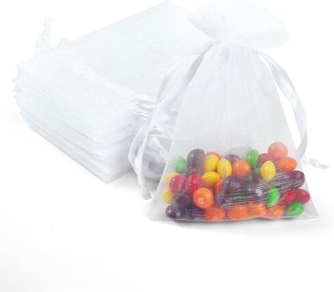 SHYRABBIT White Organza bags 4x6 Inches 100PCS,Mesh Candy Bags,Wedding Favor Bags (White) in Saudi Arabia
