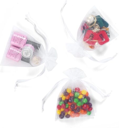 SHYRABBIT White Organza bags 4x6 Inches 100PCS,Mesh Candy Bags,Wedding Favor Bags (White) in Saudi Arabia
