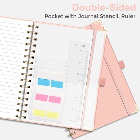 كمبيوتر محمول لقاء Emshoi لمنظمة العمل - دفتر مخطط العمل مع عناصر العمل ، ومشاريع أعمال الأعمال التجارية ، واللوازم المكتبية للرجال والنساء - 140 صفحة ، A5 (6.1 "x8.27") PINK in Kuwait