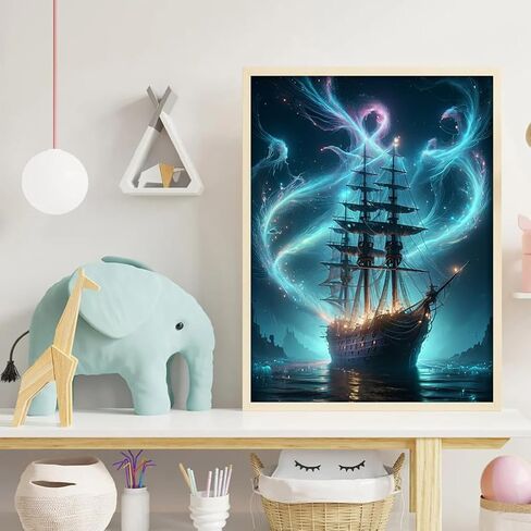 Mahuniya Premium 5D DIY Diamond Painting Kit للبالغين-سفينة ماسو ، مجموعة اللوحة الماس ، مجموعة تطريز كروس لزخارف الجدار المذهلة 12 * 16inch/30 * 40 سم (غير قابلة للإطار) in Kuwait