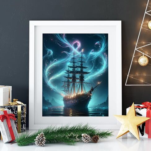 Mahuniya Premium 5D DIY Diamond Painting Kit للبالغين-سفينة ماسو ، مجموعة اللوحة الماس ، مجموعة تطريز كروس لزخارف الجدار المذهلة 12 * 16inch/30 * 40 سم (غير قابلة للإطار) in Kuwait