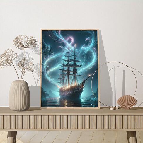 Mahuniya Premium 5D DIY Diamond Painting Kit للبالغين-سفينة ماسو ، مجموعة اللوحة الماس ، مجموعة تطريز كروس لزخارف الجدار المذهلة 12 * 16inch/30 * 40 سم (غير قابلة للإطار) in Kuwait