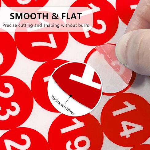 1-25 Circle Numbered Vinyl Stickers,Anti-Fading Waterproof 1 in Self Adhesive Die Cut Consecutive Number Vinyl Decal,Production and Fitness Equipment Flexible Small 1-10 Number Stickers （Red） in Kuwait