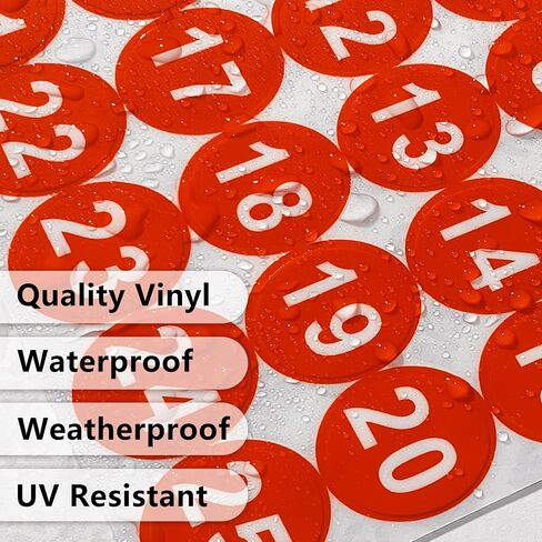 1-25 Circle Numbered Vinyl Stickers,Anti-Fading Waterproof 1 in Self Adhesive Die Cut Consecutive Number Vinyl Decal,Production and Fitness Equipment Flexible Small 1-10 Number Stickers （Red） in Kuwait