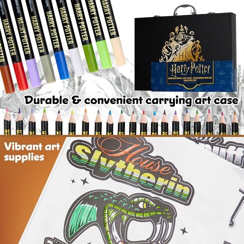 Harry Potter Colored Pencils 130pcs Art Supplies Drawing Kit School Supplies Painting Girls Drawing Pencils Art Kit Travel Case with Crayons Arts and Crafts for Kids 4-12 (Black) in Saudi Arabia