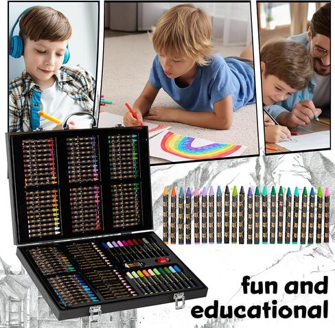 Harry Potter Colored Pencils 130pcs Art Supplies Drawing Kit School Supplies Painting Girls Drawing Pencils Art Kit Travel Case with Crayons Arts and Crafts for Kids 4-12 (Black) in Saudi Arabia