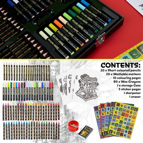 Harry Potter Colored Pencils 130pcs Art Supplies Drawing Kit School Supplies Painting Girls Drawing Pencils Art Kit Travel Case with Crayons Arts and Crafts for Kids 4-12 (Black) in Saudi Arabia