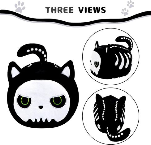 Halloween Stuffed Plush Toys, Halloween Black Cat Plush Toy, Skeleton Black Cat Stuffed Animal Pillows Black Cat Plushie Toys Gifts for Kids Adults Birthday Halloween Home Decor in Saudi Arabia