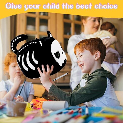 Halloween Stuffed Plush Toys, Halloween Black Cat Plush Toy, Skeleton Black Cat Stuffed Animal Pillows Black Cat Plushie Toys Gifts for Kids Adults Birthday Halloween Home Decor in Saudi Arabia