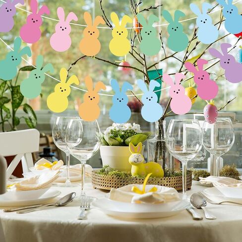 Whaline 54Pcs Easter Bunny Cutouts Colorful Rabbit Shape Paper Cutting with 100Pcs Glue Points Spring Assorted Bulletin Board Decor for DIY Craft Art School Home Party Favor in Kuwait