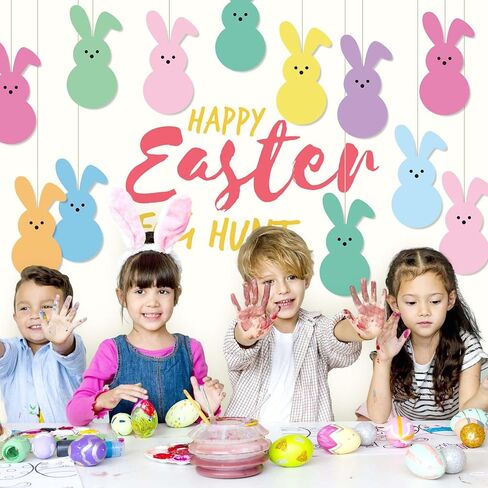 Whaline 54Pcs Easter Bunny Cutouts Colorful Rabbit Shape Paper Cutting with 100Pcs Glue Points Spring Assorted Bulletin Board Decor for DIY Craft Art School Home Party Favor in Kuwait
