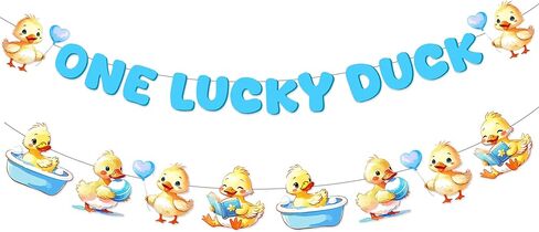 One Lucky Duck Banner Blue Duck Banner Garland Duck 1st Birthday Party Decorations Farm Animal Birthday Banner for Boys First Birthday Party Supplies in Saudi Arabia