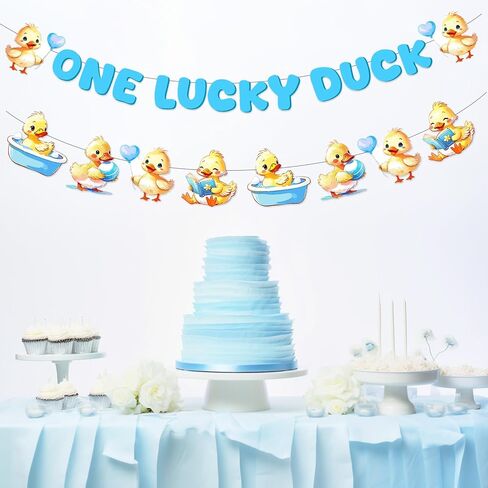 One Lucky Duck Banner Blue Duck Banner Garland Duck 1st Birthday Party Decorations Farm Animal Birthday Banner for Boys First Birthday Party Supplies in Saudi Arabia