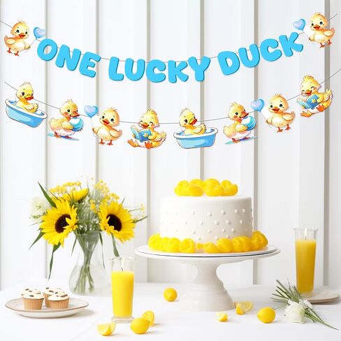 One Lucky Duck Banner Blue Duck Banner Garland Duck 1st Birthday Party Decorations Farm Animal Birthday Banner for Boys First Birthday Party Supplies in Saudi Arabia