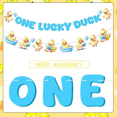 One Lucky Duck Banner Blue Duck Banner Garland Duck 1st Birthday Party Decorations Farm Animal Birthday Banner for Boys First Birthday Party Supplies in Saudi Arabia