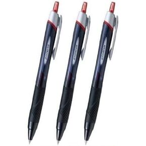 uni-ball Jetstream Extra Fine & Micro Point Click Retractable Roller Ball Pens,-Rubber Grip Type -0.38mm-Red Ink Value Set of 3