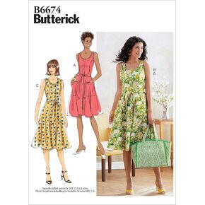 Butterick B6674A5 Easy Women's Sash, Shoulder Bag, and Dress Sewing Patterns, Sizes 6-14, White