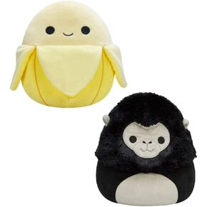 Squishmallows 8"" Flip-A-Mallows Junie Banana and Aron Gorilla, Medium, Yellow