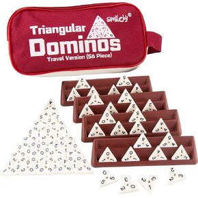 Smilejoy Triangle Domino,Triangular Domino Tiles with Brass Spinners Tabletop Game for Kids Ages 7 and Up, 56 Tiles, Classical Board Game, mathing Skill Trainning (2-4 Players)