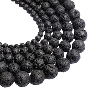 470Pcs Lava Beads Natural Black Lava Stone Beads Round Lava Stone Beads Natural Gemstone Beads Lava Spacer Beads for Bracelets Necklace Jewelry Making(8mm)