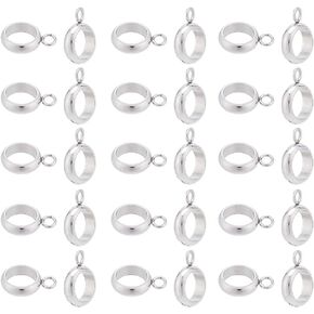 UNICRAFTALE 60Pcs 11mm Long 304 Stainless Steel Tube Bails with Loop Metal Loose Ring Bail Beads Round Hollow Hanger Connector for DIY Jewelry Making Women Bracelet Necklace Crafts Supply Hole 2mm
