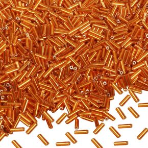 4000pcs Orange Bugle Beads, 7x2mm Plastic Cylindrical Beads for Jewelry Making, DIY Craft Supplies