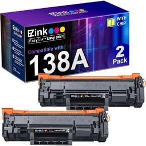 E-Z Ink Compatible Toner Cartridge Replacement for HP 138A W1380A 138X W1380X Compatible with HP Pro 3001dw 3001fdw MFP 3101fdw Series Printer (with Chip, 2 Black)