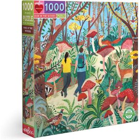 eeBoo: Piece and Love Hike in The Woods 1000 Piece Square Adult Jigsaw Puzzle, Puzzle for Adults and Families, Glossy, Sturdy Pieces and Minimal Puzzle Dust
