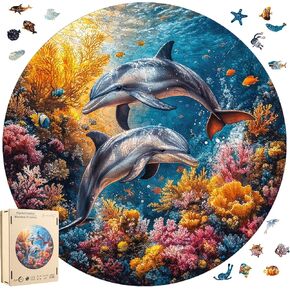 Octopus Wooden Puzzle for Adults, Ocean Jigsaw Puzzles 200 Piece, Unique Shapes Family Reunion Puzzle for Adults, Beautiful Package, Best Gift for Family Friends Medium 11.4x11.37in