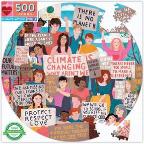 eeBoo: Piece and Love Climate Action 500 Piece Round Adult Jigsaw Puzzle, Jigsaw Puzzle for Adults and Families, Includes Glossy and Sturdy Pieces