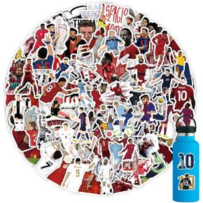 102pcs Soccer All Star Stickers Pack for Water Bottles，Messi Decals for Boys，Vinyl Waterproof Cristiano Ronaldo Sticker for Laptop，Hard Hat，Skateboard，Gifts for Kids/Teens/Adult