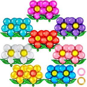 16 Pcs Flower Balloons,20 Inch Flower Foil Balloons Colorful Flower Shaped Balloons Floral Balloons Flower Party Decor Balloon for Wedding Birthday Baby Shower Flower Themed Party Decorations