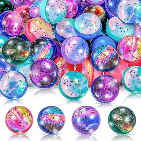 50 Pieces Galaxy Bouncy Balls Bulk 32 mm Space Theme Bouncy Balls Rubber Bouncing Balls Anxiety Fidget Sensory Balls for Party Favors, Gift Bag Filling, Birthday Party Supplies