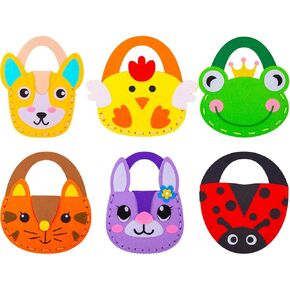 Irolehome 6 PCS Farm Animals Seiling Kit for Kids DIY Arts & Crafts Kit ، اصنع حقيبة يدك الخاصة بسلة عيد الفصح الخاصة بك للمبتدئين ، وألعاب المحرك الرفيعة مثل هدايا عيد ميلاد الفتيات الفتيات الأعمار 5 6 7 8