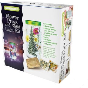 مجموعة Funnerroo Flower Press Kit & Light Light for Kids - مجموعة ضغوط زهرة DIY مع مصابيح LED وأزهار وأدوات مضغوطة - مجموعات حرفية للأطفال والمراهقين والكبار