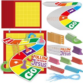 24 Sets Board Game VBS Crafts Religious Jesus Sign Craft Kit with Printed Acetate Board Game Cards Lanyard for VBS Vacation Bible Home Activities Supplies(Follow Jesus)