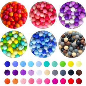 Rubdub 300Pcs Silicone Beads 15mm, 30 Colors Silicone Beads for Keychain Making, Bulk Silicone Beads for Pens, Round Silicone Beads for Bracelets Making