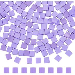 SUNNYCLUE 1 Box 240Pcs 2-Hole Beads 5x5mm Flat Thin Rectangle Square Two Hole Japanese Glass Tila Beads Bulk Purple Full Size Loose Spacer Findings for Jewelry Making Kits