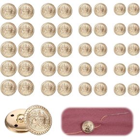 40pcs Gold Buttons for Blazer,Metal Buttons Set Vintage Brass for Sewing,Gold Button Covers for Jacket Uniform Blazer(15mm 18mm 20mm 25mm)