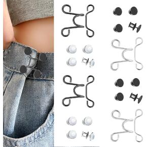 24 Pcs Jeans Adjustable Waist Buckle Extender Set No Sewing Pants Pant Waist Tightener for Dress Jeans