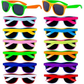 12 Pack 12 Color Neon Party Sunglasses,80's Retro Style Perfect Colorful Novelty Sunglasses in Bulk for Party Favors,Birthday Party,Beach Pool,Carnival,Goody Bag Fillers for Boys Girls Teens Adults