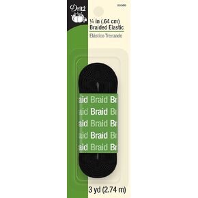 Dritz 9330B Braided Elastic, 1/4-Inch x 3-Yard, Black