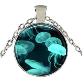 Blue By The Wind Sailor Jellyfish Necklace, Handcrafted Pendant, Velella Jellyfish Jewelry, Unisex Adult Gift Necklace, 24" Silver Chain