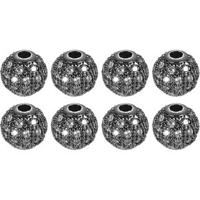 uxcell Round Charm Spacer Beads, 8Pcs 6mm - Brass Rhinestone Spacer Beads, Zircon Spacer Beads for DIY Bracelets Earrings Jewelry Making (White - White Gold)