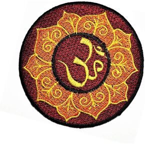 بني لوتس بودها دائرة التصحيح Aum om Infinity الهندوسية الهندوسية اليوغا زين الحديد على التصحيح الحديد على بقع خياطة على بقع التطريز الحرفية تصحيح السترات القبعات القبعات على الظهر جينز