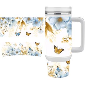 2 sheets UV DTF cup wraps for 40 OZ, the waterproof items can be widely used on glass can and wooden crafts（Butterfly）