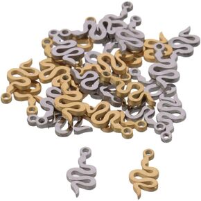30Pcs Snake Charms Stainless Steel Snake Charms Dangle Animal Charms for DIY Jewelry Making Bulk