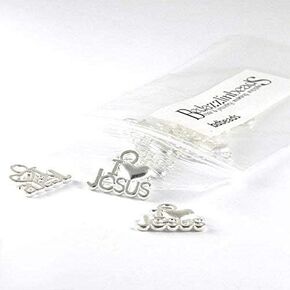 20 Silver I Love Jesus Christian Charms w/Heart Plated Pewter Base Metal