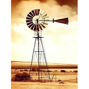 SKRYUIE 5D Windmill Diamond Painting Kits - DIY Diamond Art Kits for Adults Landscape, Full Round Drill - Crystal Cross Stitch - Adults Craft for Wall & Office Decor - 12x16inch